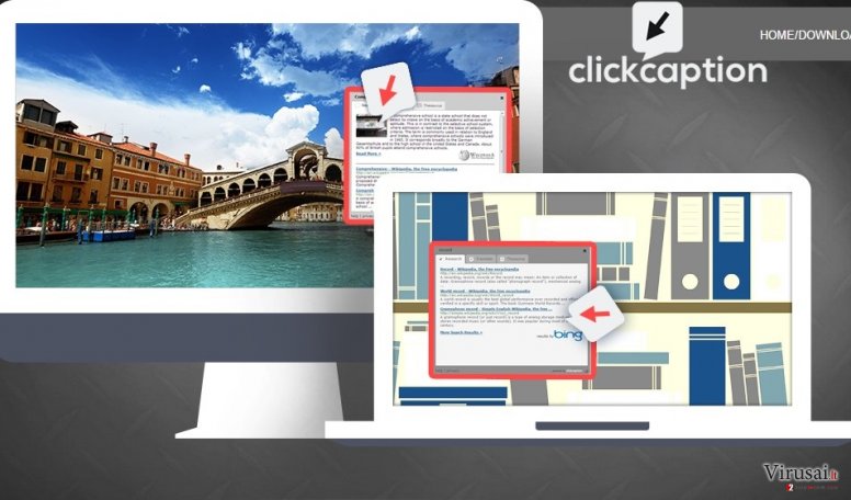 ClickCaption reklamos ekrano nuotrauka ClickCaption reklamos ekrano nuotrauka