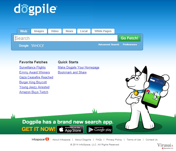 Dogpile.com ekrano nuotrauka Dogpile.com ekrano nuotrauka