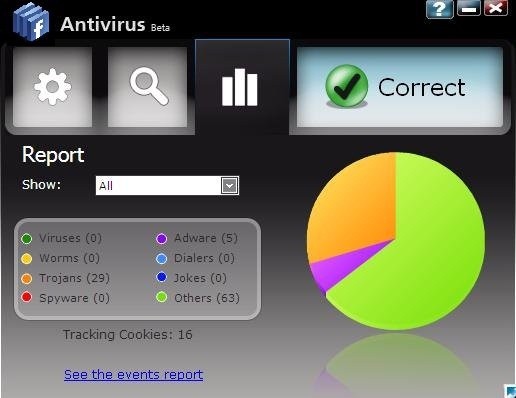 Facebook Antivirus ekrano nuotrauka Facebook Antivirus ekrano nuotrauka