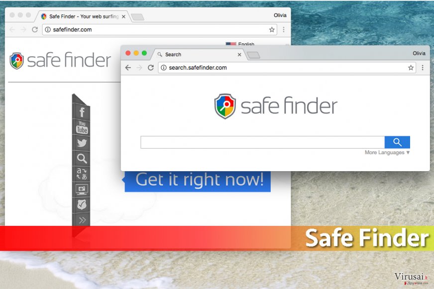 Safe Finder virusas ekrano nuotrauka