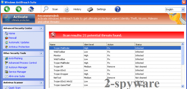 Windows AntiBreach Suite ekrano nuotrauka Windows AntiBreach Suite ekrano nuotrauka