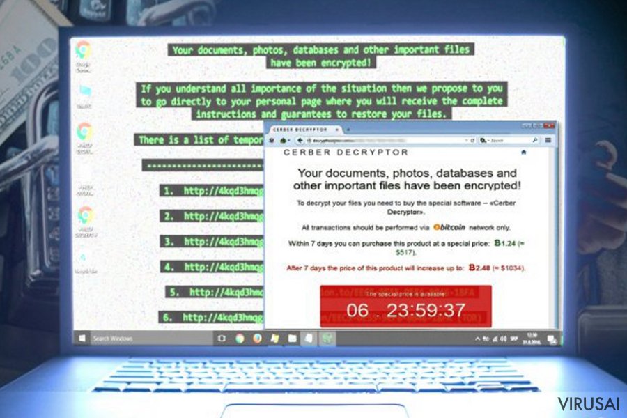 Kompiuterio ekranas, kuris buvo užblokuotas viruso
