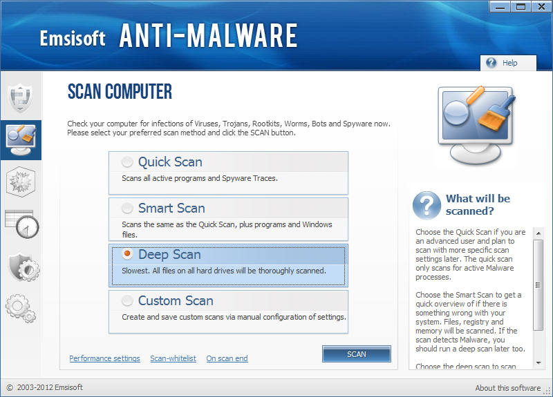 Emsisoft Anti Malware ekrano nuotrauka Emsisoft Anti Malware ekrano nuotrauka