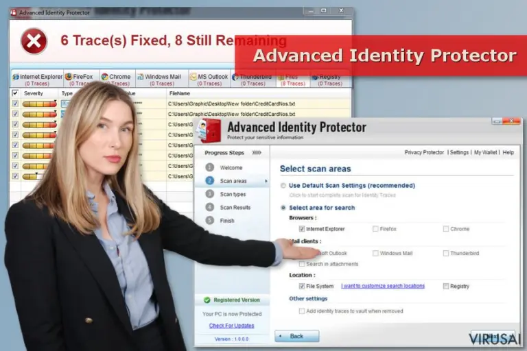 Advanced Identity Protector virusas ir jo skenavimo rezultatai