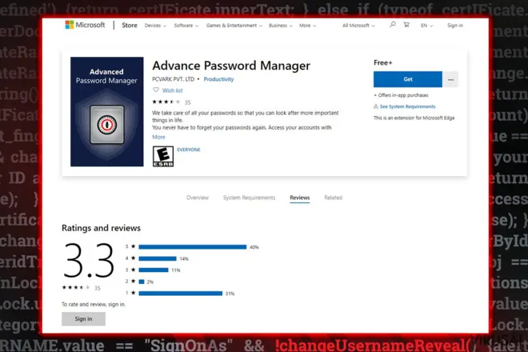 Advanced Password Manager įrankis