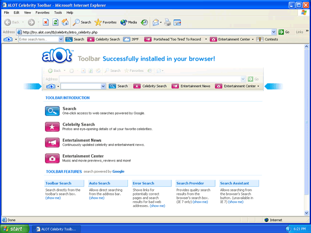 ALOT toolbar ekrano nuotrauka ALOT toolbar ekrano nuotrauka