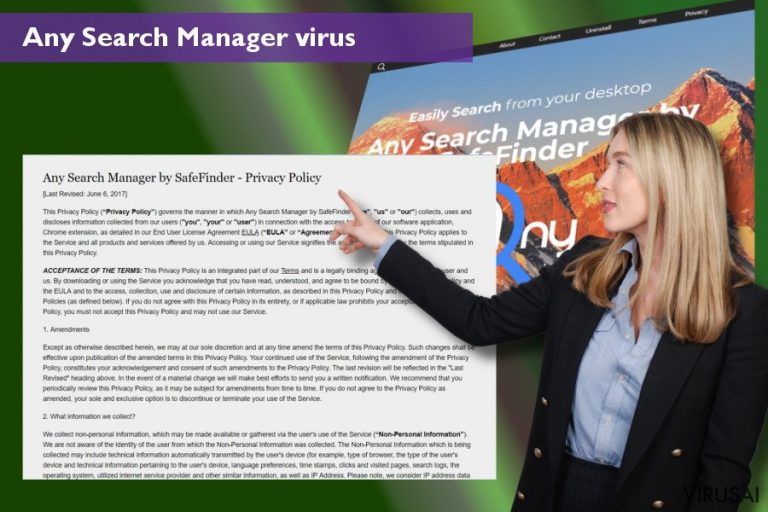 Any Search Manager atlikti pakeitimai naršyklėje