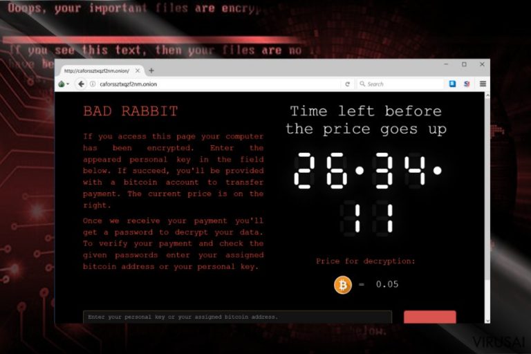 Bad Rabbit viruso svetainė