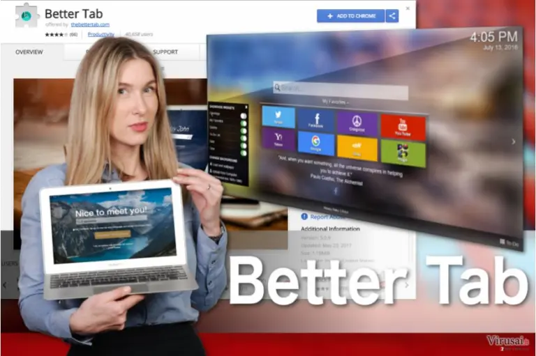 „Better Tab“ naršyklės plėtinio nuotrauka