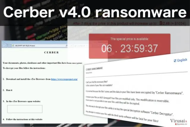 Cerber v4.0 viruso pavyzdys