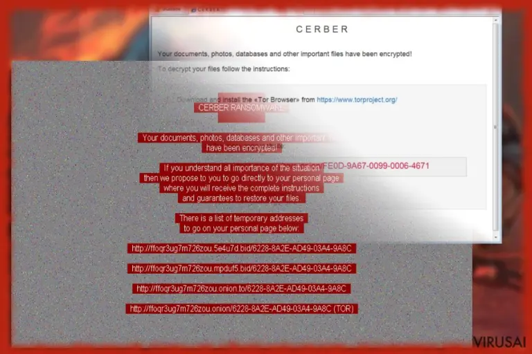 Cerber 6 viruso pavyzdys