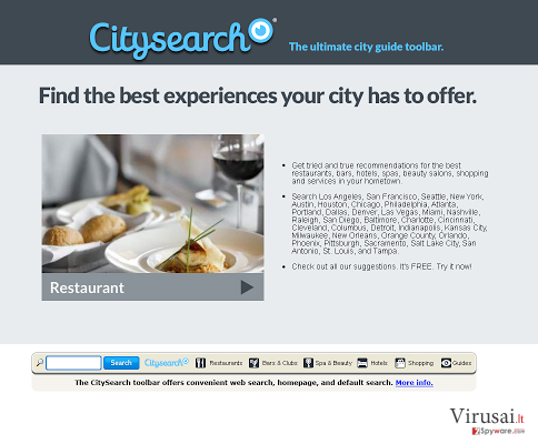 CitySearch įrankių juosta ekrano nuotrauka CitySearch įrankių juosta ekrano nuotrauka