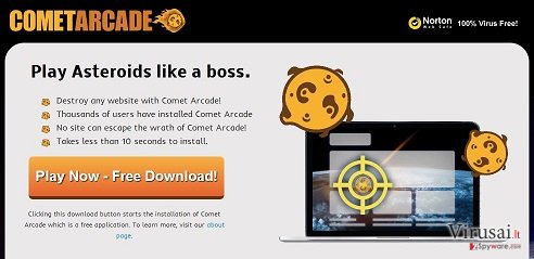 Comet Arcade virusas ekrano nuotrauka Comet Arcade virusas ekrano nuotrauka