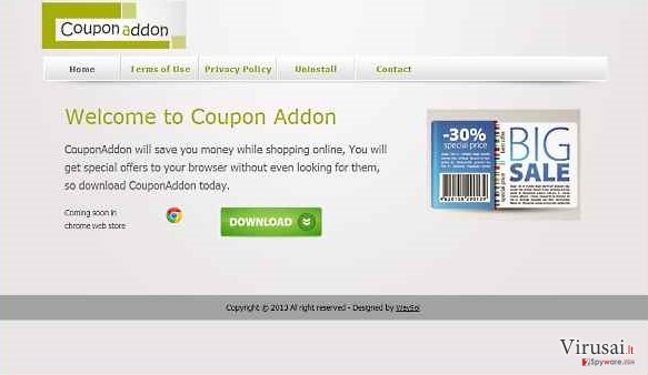 CouponAddon virusas ekrano nuotrauka CouponAddon virusas ekrano nuotrauka