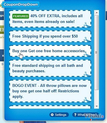 Coupon Drop Down ekrano nuotrauka Coupon Drop Down ekrano nuotrauka
