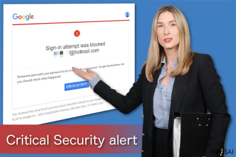 „Google Critical Security Alert“ pranešimas