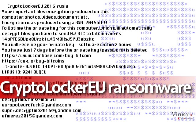 CryptoLockerEur viruso žinutė aukai