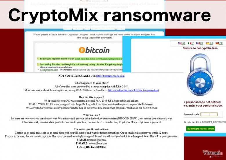 An illustration of the CryptoMix ransomware virus