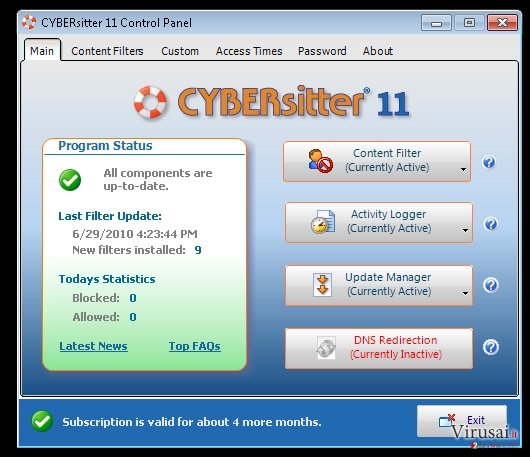 CyberSitter ekrano nuotrauka CyberSitter ekrano nuotrauka