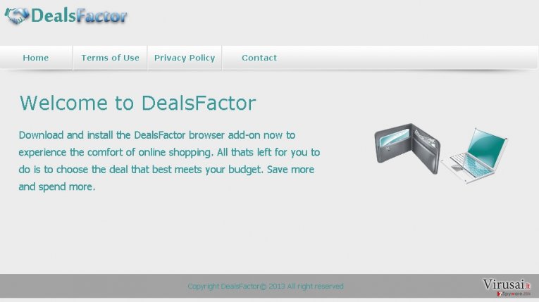 DealsFactor virusas ekrano nuotrauka DealsFactor virusas ekrano nuotrauka