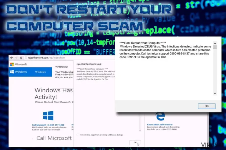 Neperkaukite kompiuterio - iššokanti žinutė