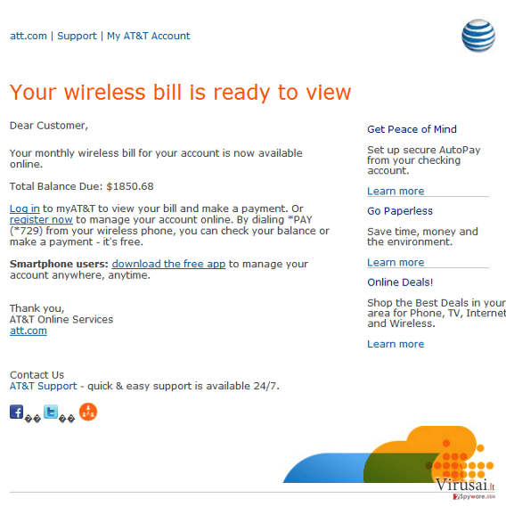 ATT email ekrano nuotrauka ATT email ekrano nuotrauka