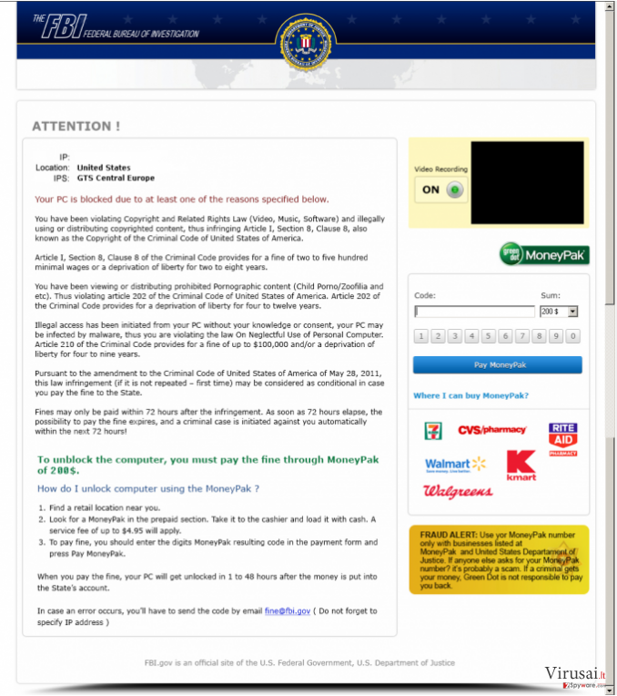 FBI Moneypak ekrano nuotrauka FBI Moneypak ekrano nuotrauka