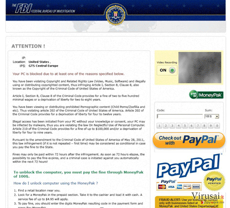 FBI PayPal virus ekrano nuotrauka FBI PayPal virus ekrano nuotrauka