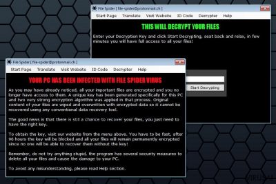 File Spider viruso išpirkos raštelis