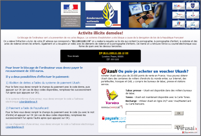 Virus Gendarmerie ekrano nuotrauka Virus Gendarmerie ekrano nuotrauka