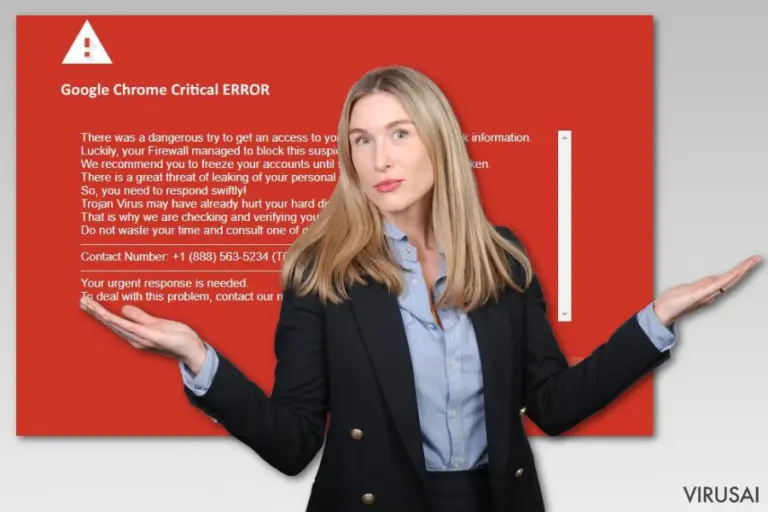 Google Chrome Critical Error Red Screen virusas