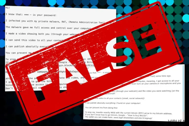 I infected you with my private malware (RAT) (email scam) virusas