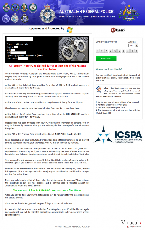 ICSPA virusas ekrano nuotrauka ICSPA virusas ekrano nuotrauka