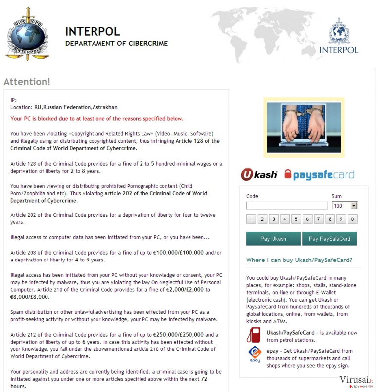 Interpol virus ekrano nuotrauka Interpol virus ekrano nuotrauka
