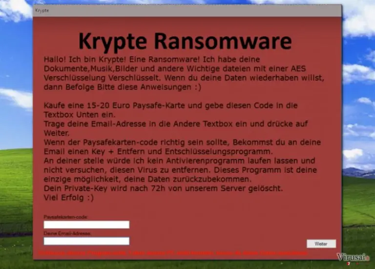 Krypte viruso pateiktas išpirkos raštelis