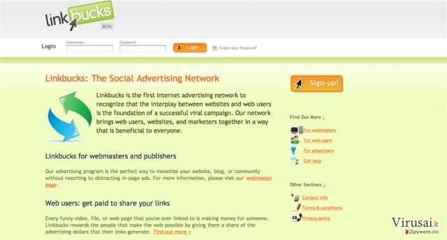Linkbucks.com virusas ekrano nuotrauka Linkbucks.com virusas ekrano nuotrauka