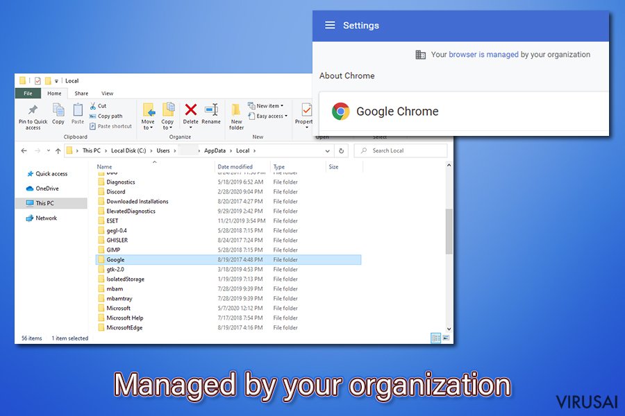 Chrome „Managed by your organization“ virusas