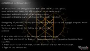 ODIN ransomware viruso pavyzdys