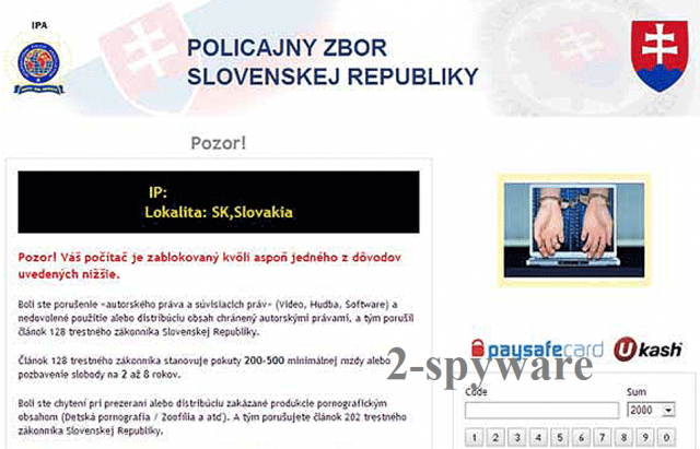 Policajny Zbor virus ekrano nuotrauka Policajny Zbor virus ekrano nuotrauka