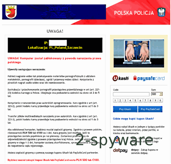 Polska Policja virus ekrano nuotrauka Polska Policja virus ekrano nuotrauka