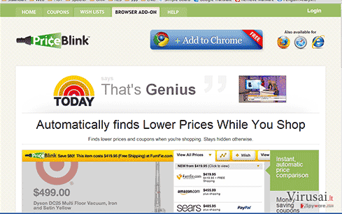 Priceblink virusas ekrano nuotrauka Priceblink virusas ekrano nuotrauka