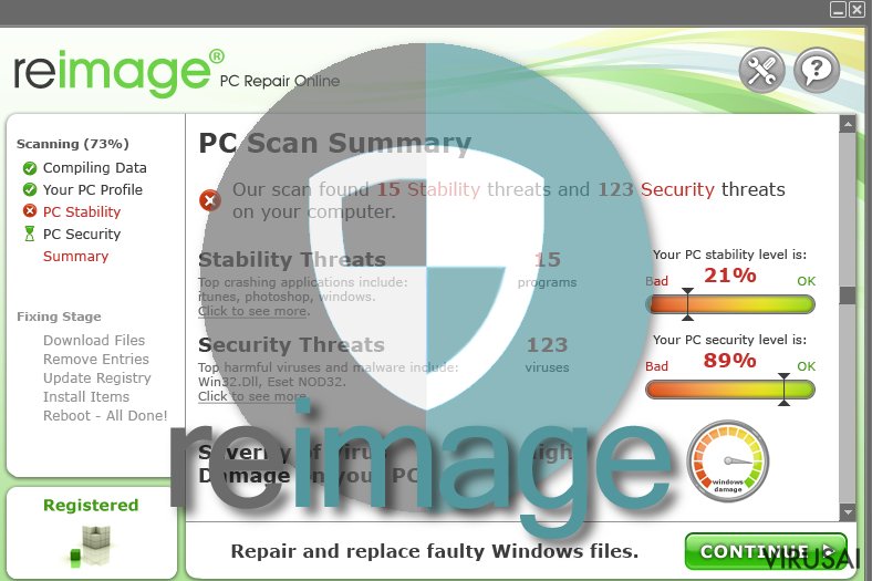 Reimage virusas ekrano nuotrauka Reimage virusas ekrano nuotrauka