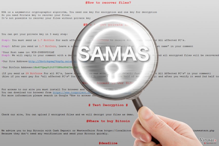 Samas virusas ekrano nuotrauka Samas virusas ekrano nuotrauka