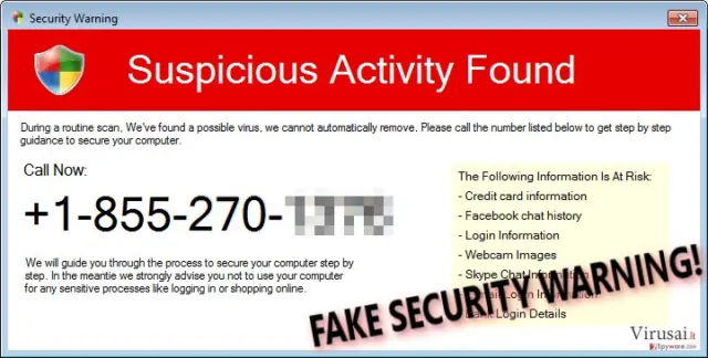 Security Warning (Fake) scam