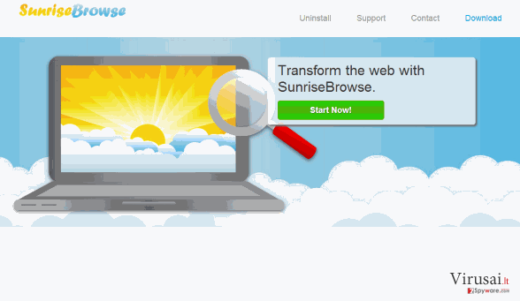 SunriseBrowse reklamos ekrano nuotrauka SunriseBrowse reklamos ekrano nuotrauka