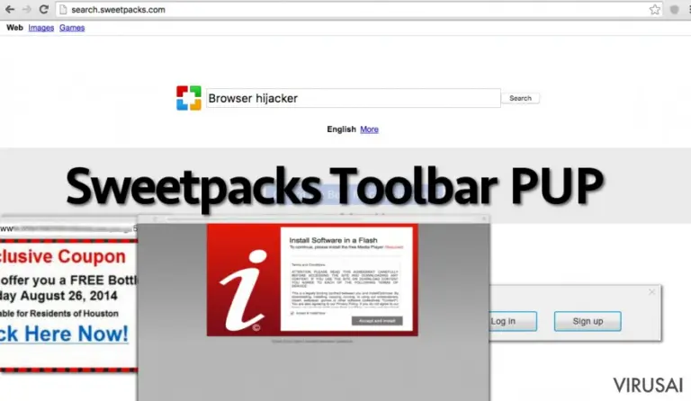 Sweetpacks įrankių juostos pavyzdys