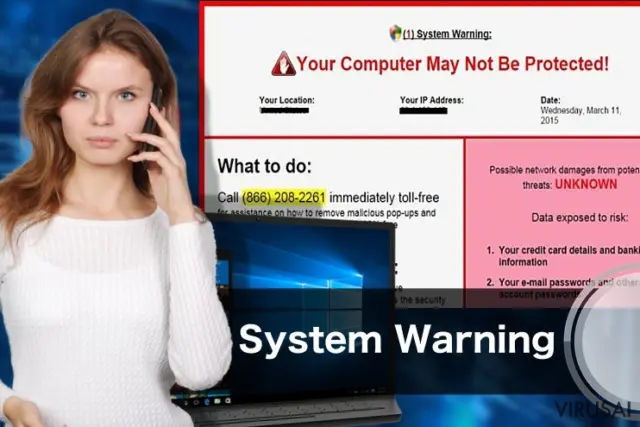 System Warning pranešimų pavyzdys