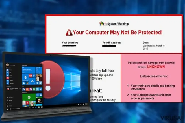 System Warning viruso pavyzdys
