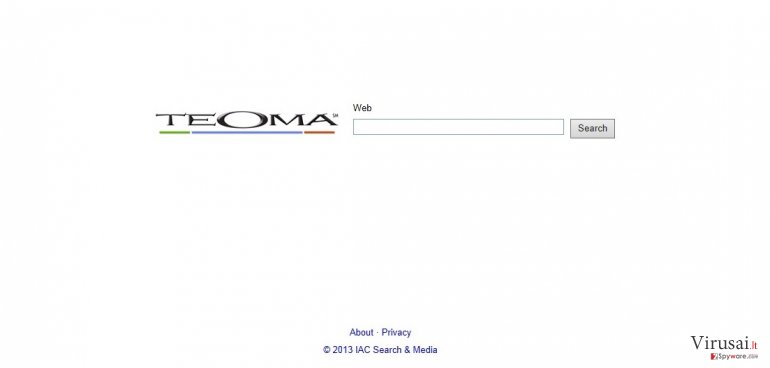 Teoma Web Search ekrano nuotrauka Teoma Web Search ekrano nuotrauka