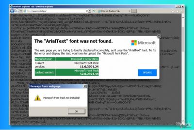 “The ArialText font was not found” ads